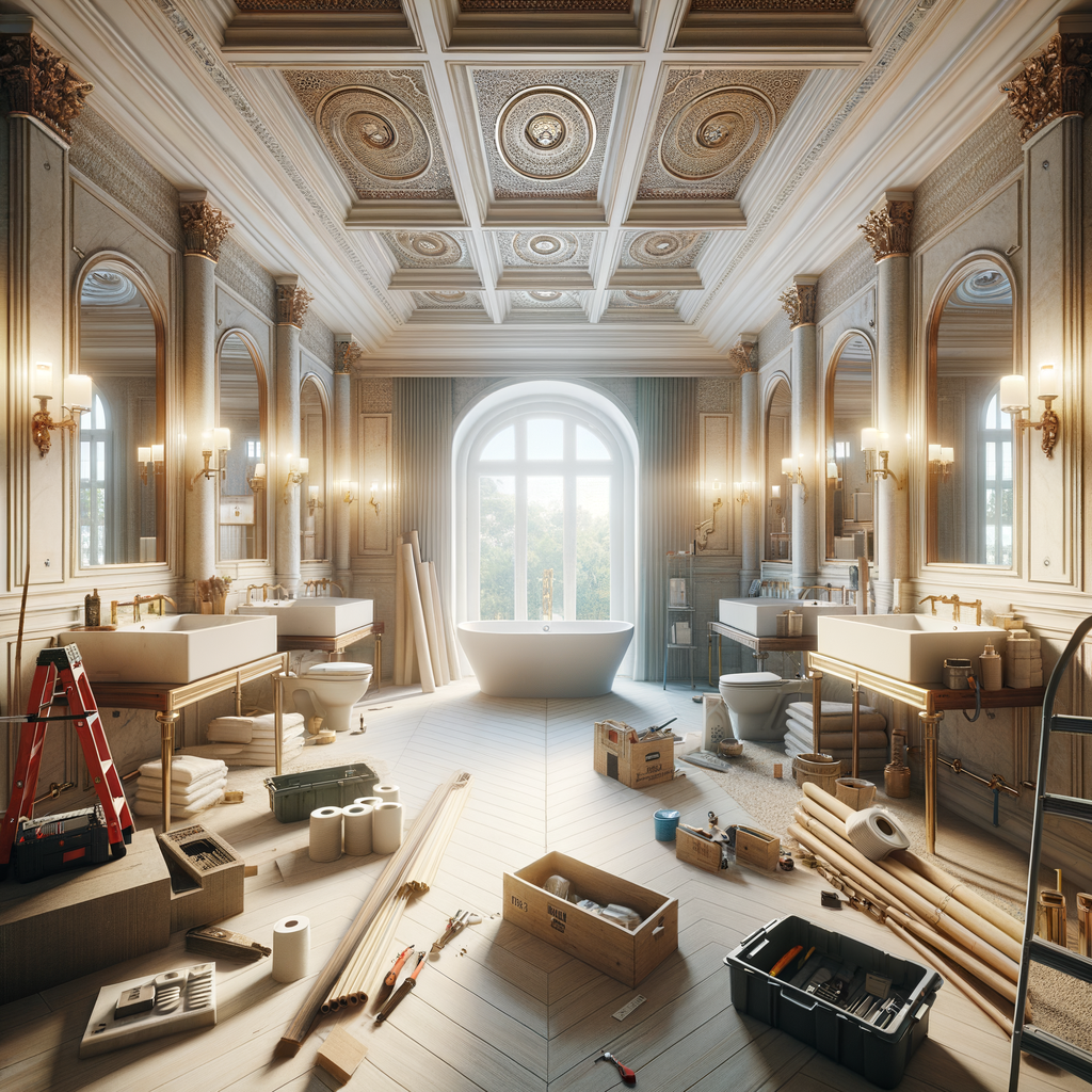 Proceso de reforma de baño de lujo